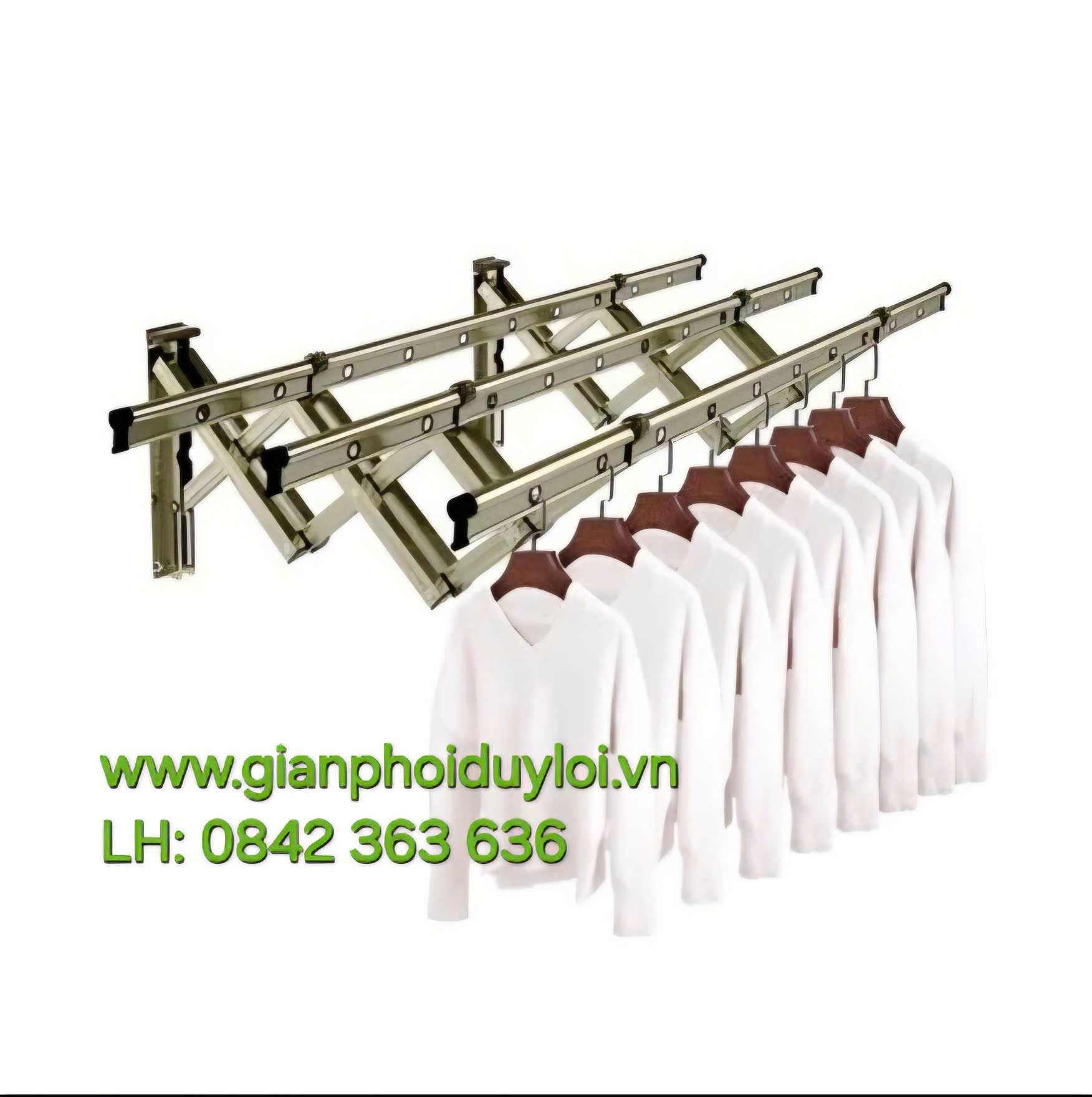 Giàn Phơi Xếp Tường Nhập Khẩu GT-BM03C Cao Cấp – 3 Thanh, Chịu tải 85kg